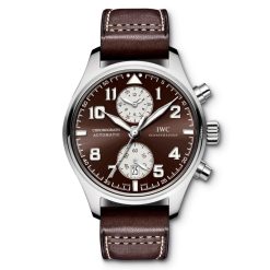 IWC Pilot Spitfire Chronograph IW387806 - 43mm Brown Dial with Leather Strap