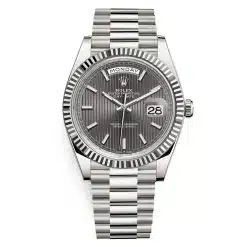 Rolex Day-Date 228239-0002 Dark Rhodium Stripe Index 40mm White Gold Mens Watch