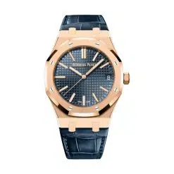 Audemars Piguet 15510OR.OO.D315CR.02 Royal Oak “Bleu nuit nuage 50” with “Grande Tapisserie" Pattern 41mm Dial Blue Alligator Strap Watch