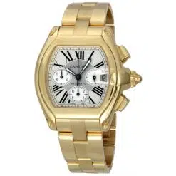 Cartier Roadster W62021Y2 Silver Dial Yellow Gold Watch