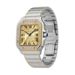Alternative view of Cartier W3SA0007 Santos de Cartier Golden Sunray Dial Medium