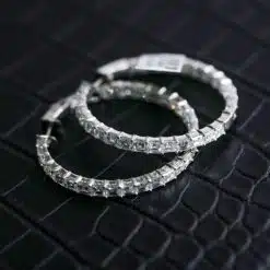 Diamond Hoop Earrings 18K White Gold