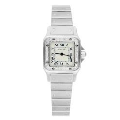 Cartier Santos Galbee W20017D6 24MM White Dial Diamond Bezel