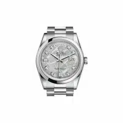 Rolex Day-Date 118206-0120 Meteorite Diamond Dial Platinum President Bracelet 36mm Watch