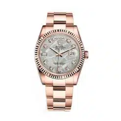 Rolex Day-Date 118235 Meteorite Diamond Dial Rose Gold Oyster Bracelet 36mm Watch
