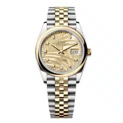 Rolex Datejust 126203-0043 Golden Palm Motif Set with Diamonds Dial 36mm Yellow Gold & Oystersteel Domed Bezel Jubilee Bracelet