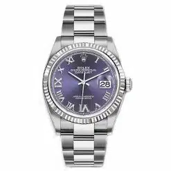Rolex 126234-0022 Datejust Aubergine Purple Diamond Roman Oyster Stainless Steel 36mm Watch