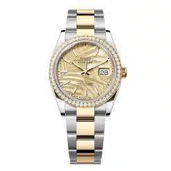 Rolex Datejust 126283RBR-0024 Golden Palm Motif Dial Diamond-Set Bezel Oyster Bracelet Watch