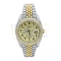 Rolex Datejust 126333 Two-Tone Steel and Yellow Gold Aftermarket Iced Out Diamond Jubilee Watch