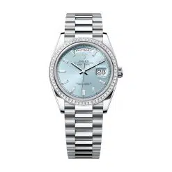 Rolex Day-Date 128396TBR Ice Blue Baguette Diamond Dial and Bezel Watch