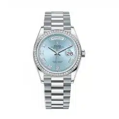 Rolex Day-Date 128396TBR Ice Blue Dial Platinum President Bracelet Watch