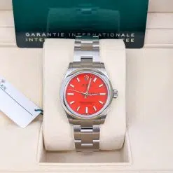 Alternative view of Rolex Oyster Perpetual 277200-0008 Coral Red Dial 31mm Oyster Bracelet Watch