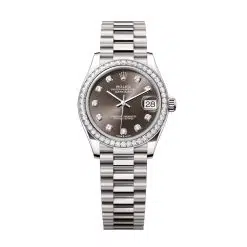 Rolex Datejust 278289RBR-0006 Dark Grey Set with Diamonds 31mm Dial Set with Diamonds Bezel 18 kt White Gold President Bracelet Watch