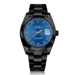 Rolex Datejust 126300 Blue Dial Black PVD Oyster Bracelet Watch
