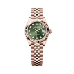 Rolex Lady-Datejust 279175-0013 Green Diamond-Set Dial Jubilee Everose Gold Watch